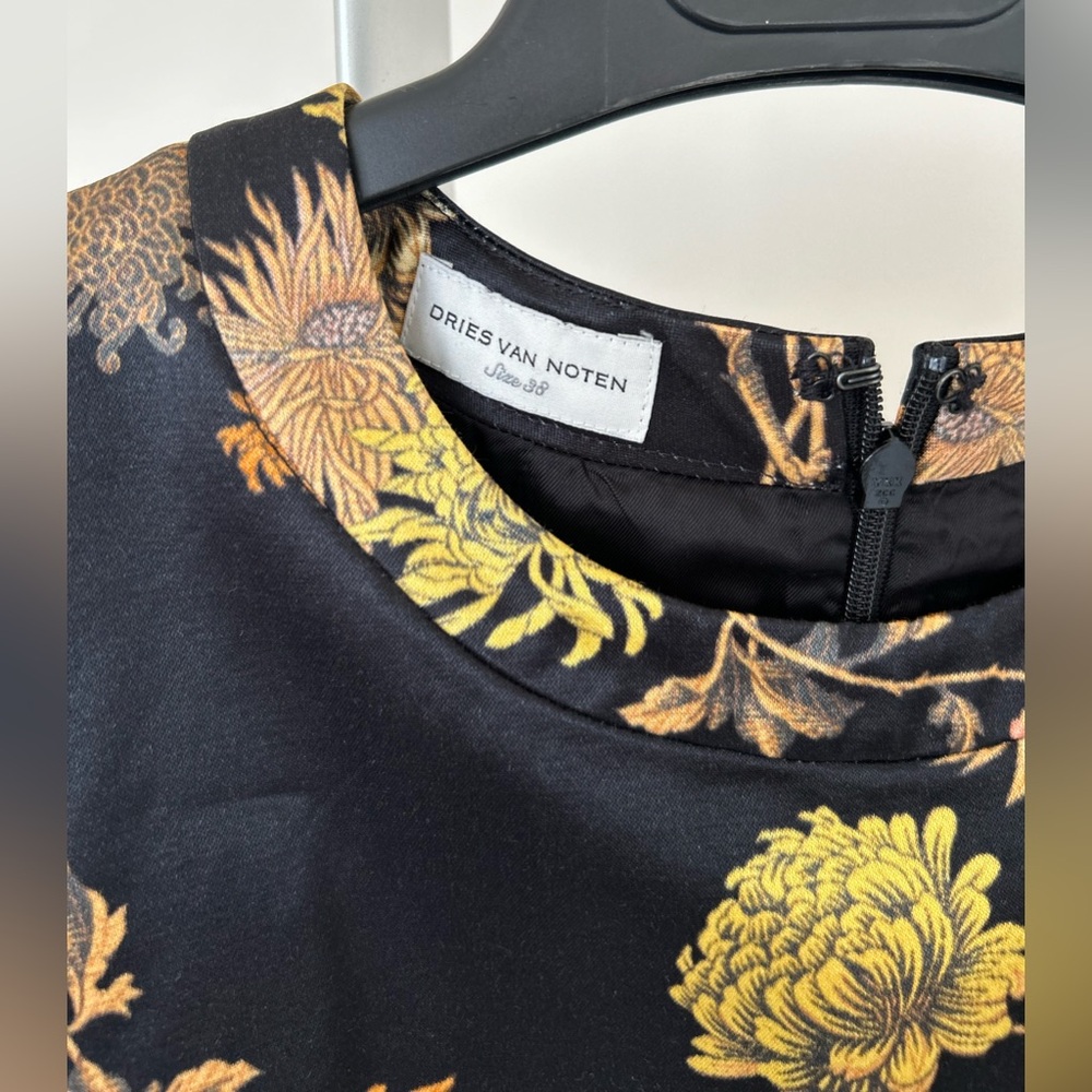 DRIES VAN NOTEN black orange Japonaise floral shift silk dress Size IT 38 - Picture 5 of 6